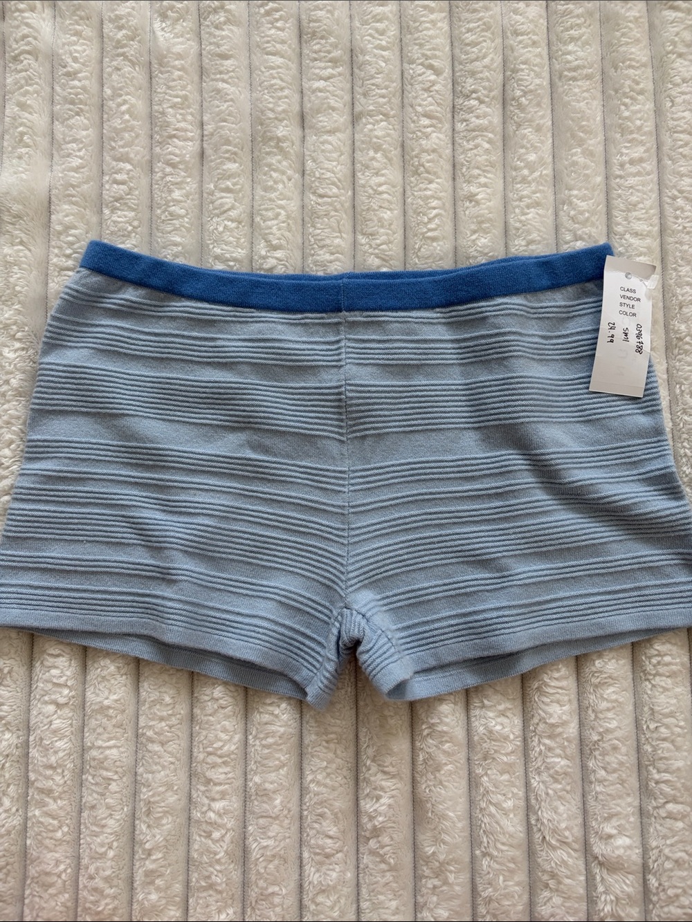 PacSun Light Blue Ribbed Bike Shorts with Blue Waistband